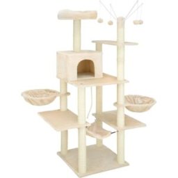 Tectake Árbol rascador para gatos, postes de sisal, antivuelco, 165cm, beige