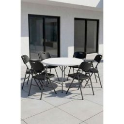 RegalosMiguel Pack 6 Sillas Plegables de jardín Resin - Negro