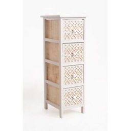 RegalosMiguel Mueble Auxiliar Cloak Blanco Estrecho 4 Cajones