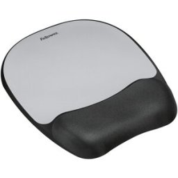 Fellowes Alfombrilla para ratón con reposamuñecas Fellowees Memory Foam. Negro / Plata
