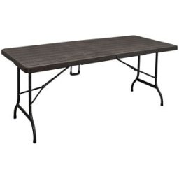 F. BURGOS Mesa plegable resina Wood 180 cm. Marrón oscuro