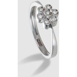 El Corte Inglés Anillo de oro blanco con diamantes. (14) Plata