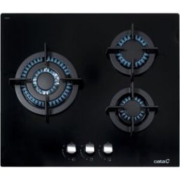 Cata Placa gas 3 quemadores - CCI 6021 BK. Cristal negro