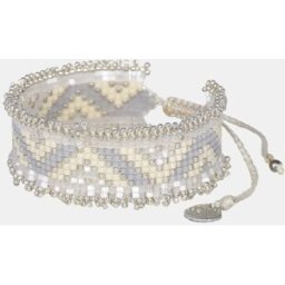 Mishky Pulsera Fringe Miyuki plata dorado. Blanco