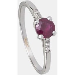 El Corte Inglés Anillo de oro con diamantes y rubí. (14) Rojo