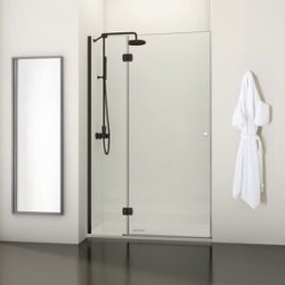 Profiltek Mampara de ducha frontal Newglass S-V6 NG-206 . (De 63 a 90 cm) Negro mate