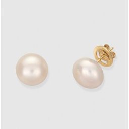 El Corte Inglés Pendientes de oro y perla blanca . Blanco