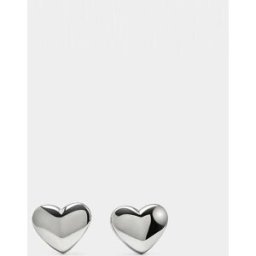 Parfois Pendientes de acero inoxidable de botón con forma de corazón. Plateado