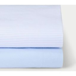 Cotton Juice Baby Home Juego de sábanas bajeras ajustables pack 2 Jersey rayas (disponible en varias medidas). (Moisés) Azul claro niño