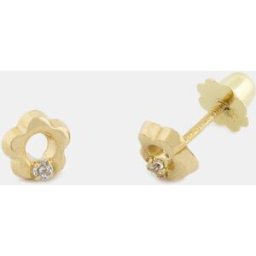 El Corte Inglés Pendientes de bebé de oro con circonita. Blanco