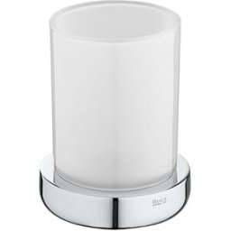 Roca Portavaso y vaso portacepillos para encimera Tempo . Cromo