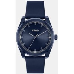 HUGO Reloj de hombre Bright 1530352 de piel azul marino. Azul