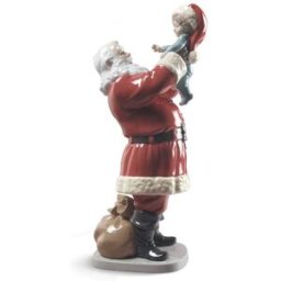 Lladró Figura decorativa ¡Feliz Navidad Papá Noel! . Blanco / Rojo