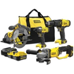 Stanley Conjunto 4 herramientas a Batería 18 V SFMCK469M2-QW + Bolsa de Transporte. Negro / Amarillo