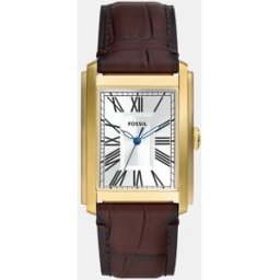 Fossil Reloj de hombre Carraway FS6011 de piel marrón. Plateado
