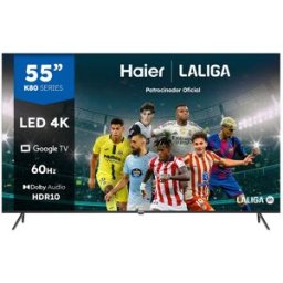 HAIER TV LED 140cm (55') H55K800UX K80 Series, UHD 4K, Smart Google TV, HDR10. Plata