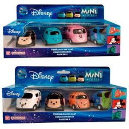 Bandai Pack 4 Vehículos de juguete Mini Cute Disney modelos surtidos.