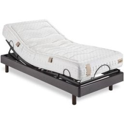 Dunlopillo Conjunto de colchón de látex y base articulada con mando inalámbrico Aran . (Cama 90 x 190 cm) Wengué