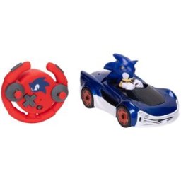 Jakks Pacific Vehículo radio control Sonic con super derrapes, 2 modos de conducción y luces neón. Licencia Sonic. .