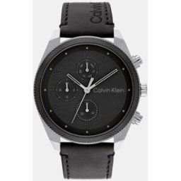 Calvin Reloj de hombre Impact 25200364 multifunción de de piel gris. Negro