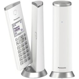 Panasonic Teléfono Duo inalámbrico KX-TGK212SPW blanco diseño vertical. Blanco