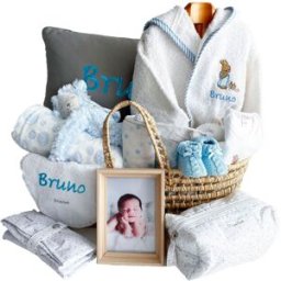 El Recién Nacido Canastilla regalo Moises bebe para bebé niña o niño personalizable con nombre. Azul niño