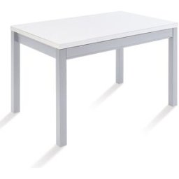 El Corte Inglés Mesa extensible con superficie de cristal Menta. (70 x 120 X 76 cm) Aluminio / Blanco