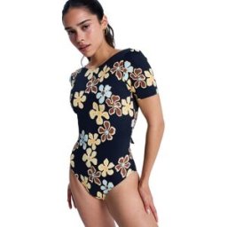 Roxy Bañador entero de manga corta de mujer Sun Babe . (M) Negro