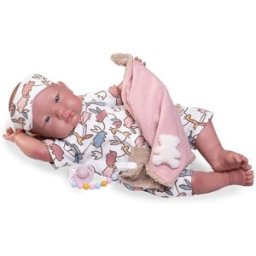 Muñecas Antonio Juan Muñeca Mi Primer Reborn Alejandra pijama con antifaz .