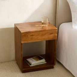 El Corte Inglés Mesita de noche de madera de acacia con 1 cajón Bombay. Nogal