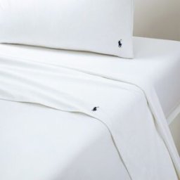 Ralph Lauren Home Sábana encimera algodón percal Player . (Cama 180 cm) Blanco