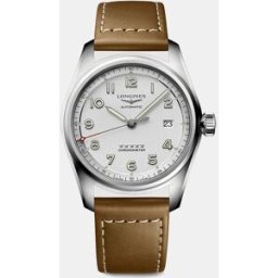 Longines Reloj de hombre Spirit L38104732 automático de piel marrón. Plateado