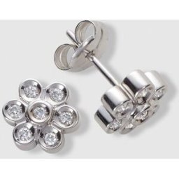 El Corte Inglés Pendientes de oro blanco con diamantes. Plata