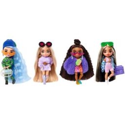 Barbie Mini Muñeca pequeña articulada con pelo largo y accesorios de moda Extra .
