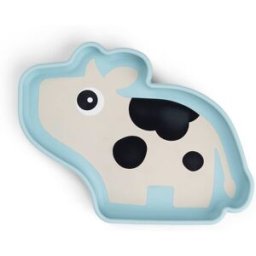 Done by Deer Plato silicona con ventosa Tiny Farm. Azul celeste niño