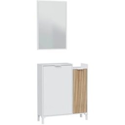 Fores Recibidor Ethna 2 Puertas y Espejo Rectangular. Blanco / Madera