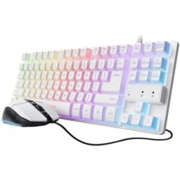 Trust Pack Gaming GXT798 teclado + ratón, blanco. Blanco / Negro