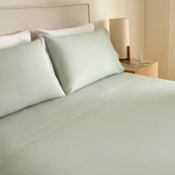 El Corte Inglés Sábana encimera Algodón Percal 200 hilos. (Cama 135 cm) Verde Agua