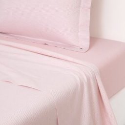 Ralph Lauren Home Sábana encimera algodón egipcio Oxford Stripe . (Cama 180 cm) Rosa