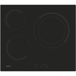 Candy Placa Vitrocerámica , 3 Zonas de Cocción con zona grande de 28 cm - CH63DCC. Negro