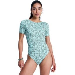 Roxy Bañador entero de manga corta de mujer Sun Babe . Verde Oliva