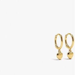 Parfois Pendientes de aro de plata de ley bañado en oro de 18 k con abalorios de corazón. Dorado