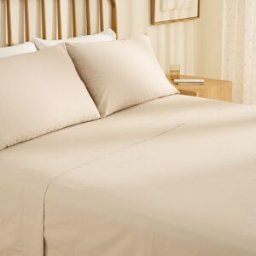 El Corte Inglés Sábana encimera Algodón Percal 200 hilos. (Cama 105 cm) Beige