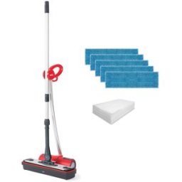 Polti Limpiasuelos Moppy Red Premium con extra dotación de paños. Recoge y elimina el 99.9%* de virus, gérmenes y bacterias.