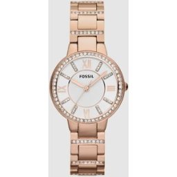 Fossil Reloj de mujer Virginia ES3284 de acero rosa con glitz. Plateado