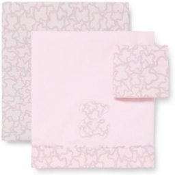 Tous Juego de sábanas de tres piezas para mini cuna (70x140 cm) Baby HKaos en color rosa. Rosa niño