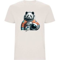 Hysteresis Camiseta unisex Panda Astronauta Vintage . (L) Beige