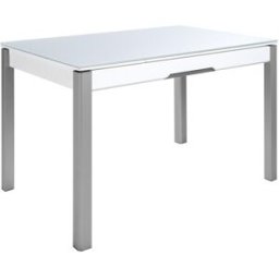 El Corte Inglés Mesa extensible de cristal Freed. (110 cm) Aluminio / Blanco