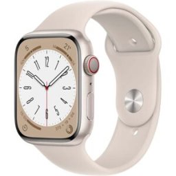 Apple Watch Series 8 GPS + Cellular 45mm con caja de aluminio blanco estrella y correa deportiva blanco estrella. Blanco estrella