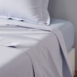 Ralph Lauren Home Sábana encimera algodón egipcio Oxford Stripe . (Cama 180 cm) Azul